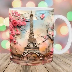 3d eiffel tower mug, 11oz 15oz mug, vintage mug design