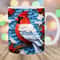 3D Flower Red Cardinal Bird Mug Wrap, 11oz & 15oz Mug Template, Mug Sublimation Design, Mug Wrap Template, Instant Digital Download PNG.jpg