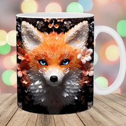 3d fox mug, 11oz 15oz mug, mug design