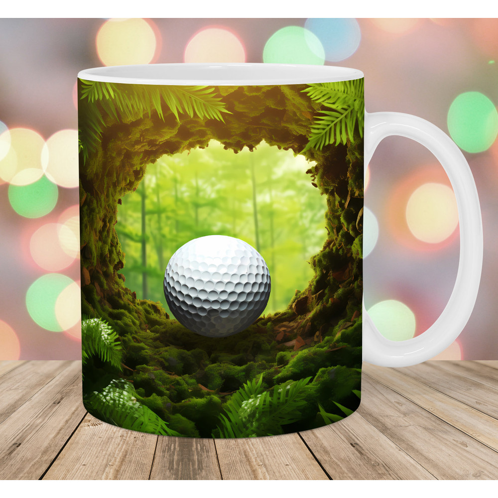 3D Golf Ball Hole In A Wall Mug Wrap, 11oz & 15oz Mug Template, Mug Sublimation Design, Mug Wrap Template, Instant Digital Download PNG.jpg