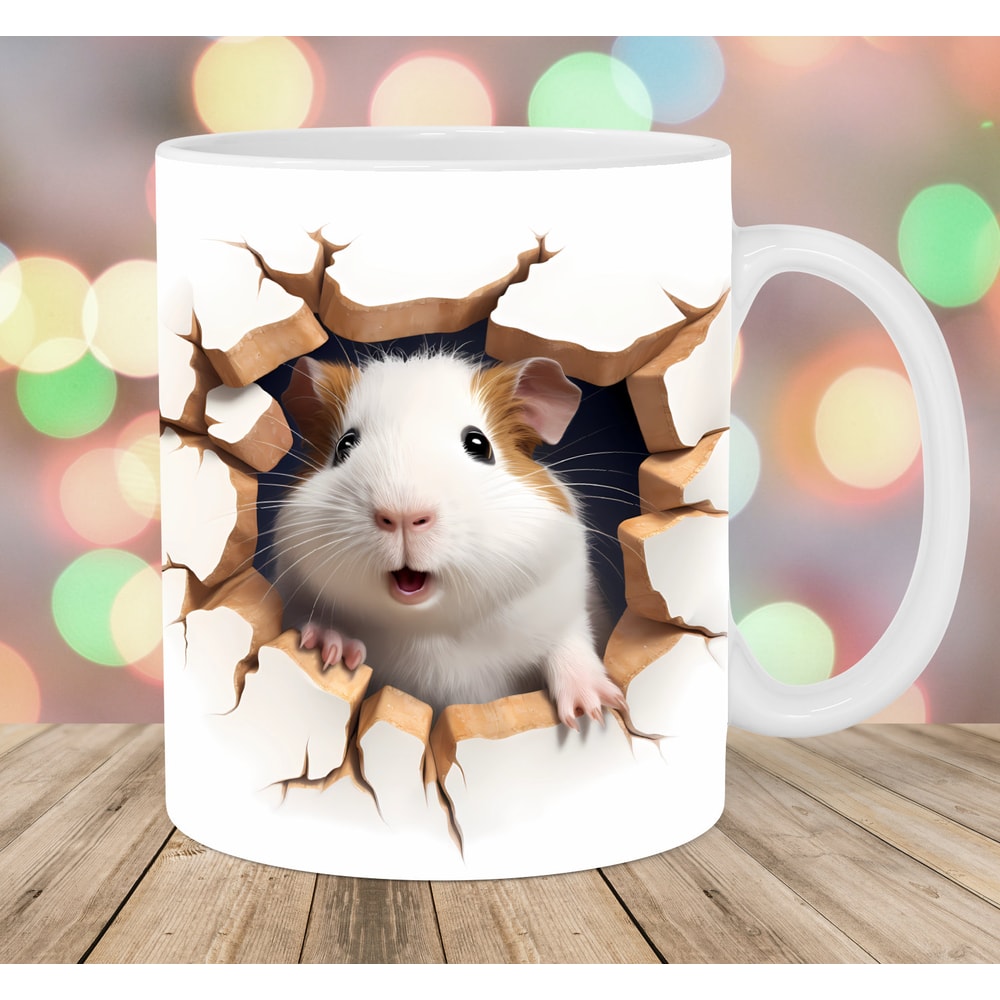 3D Guinea Pig Hole In A Wall Mug Wrap, 11oz And 15oz Mug Template, Mug Sublimation Design, Mug Wrap Template, Instant Digital Download PNG.jpg