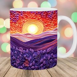 3d lavender mug, 11oz 15oz mug, mug design
