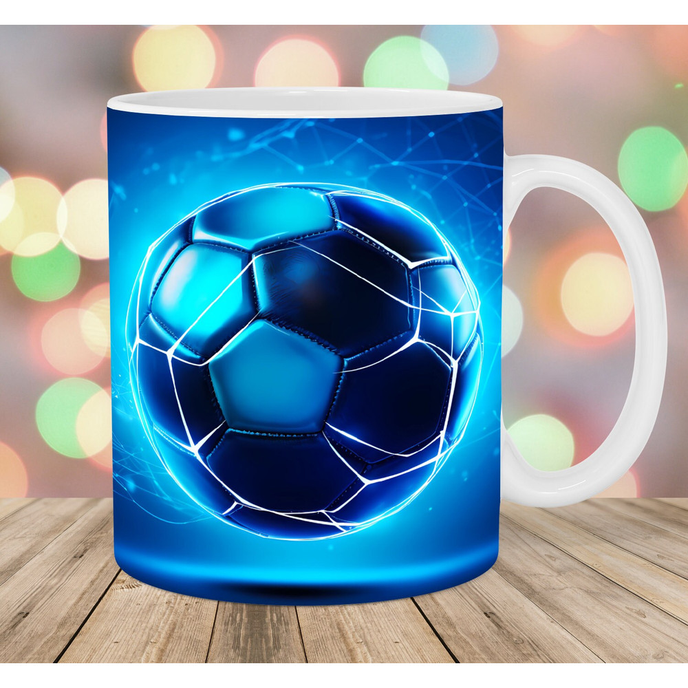 3D Neon Soccer Ball Mug Wrap, 11oz & 15oz Mug Template, Mug Sublimation Design, Mug Wrap Template, Instant Digital Download PNG.jpg