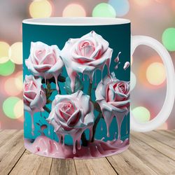 3d pink roses mug, 11oz 15oz mug, mug design