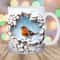 3D Robin Bird Hole In A Wall Mug Wrap, 11oz & 15oz Mug Template, Mug Sublimation Design, Mug Wrap Template, Instant Digital Download PNG.jpg