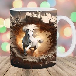 3d running horse mug, 11oz 15oz mug, mug design