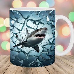 3d shark hole in a glass wall mug, 11oz 15oz mug, mug design
