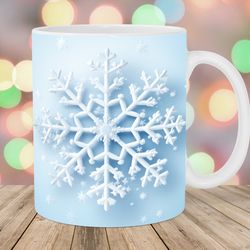 3d snowflake mug, 11oz 15oz mug, christmas mug design