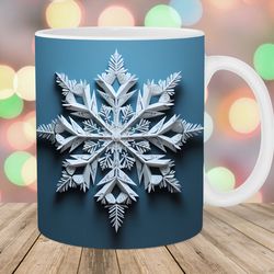 3d snowflake mug, 11oz and 15oz mug, mug design
