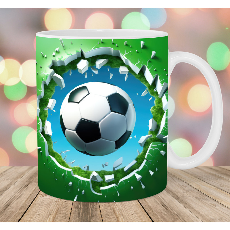 3D Soccer Ball Mug Wrap, 11oz & 15oz Mug Template, Hole In A Wall Mug Sublimation Design, Mug Wrap Template, Instant Digital Download PNG.jpg