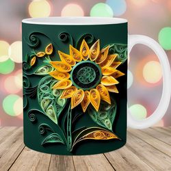3d sunflower mug, 11oz 15oz mug, mug design