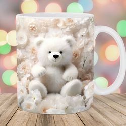 3d teddy bear mug, 11oz 15oz mug, mug design