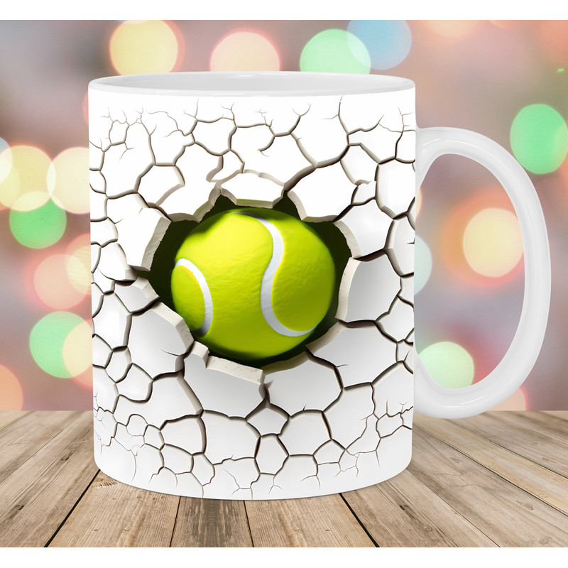 3D Tennis Ball Hole In A Wall Mug Wrap, 11oz & 15oz Mug Template, Mug Sublimation Design, Mug Wrap Template, Instant Digital Download PNG.jpg