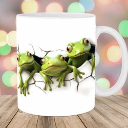 3d three frogs mug, 11oz 15oz mug, mug design