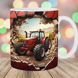 3d tractor hole in a wall mug, 11oz 15oz mug, mug design