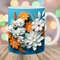 3D White Orange Flowers Mug Wrap, 11oz & 15oz Mug Template, Mug Sublimation Design, Mug Wrap Template, Instant Digital Download PNG.jpg