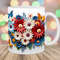 3D White Red Blue Flowers Mug Wrap, 11oz And 15oz Mug Template, Mug Sublimation Design, Butterfly Mug Template, Instant Digital Download PNG.jpg