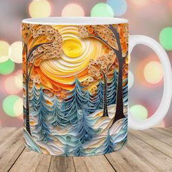 3d winter forest mug, 11oz and 15oz mug, mug design