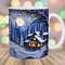 3D Winter Night Landscape Mug Wrap, 11oz & 15oz Mug Template, Snow Mug Sublimation Design, Mug Wrap Template, Instant Digital Download PNG.jpg