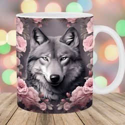 3d wolf mug, 11oz and 15oz mug, mug design
