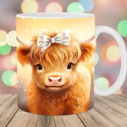 baby highland cow mug, 11oz 15oz mug, mug design