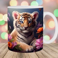 baby tiger mug, 11oz and 15oz mug, mug design