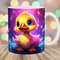 Colorful Neon Baby Duck Mug Wrap, 11oz And 15oz Mug Template, Mug Sublimation Design, Mug Wrap Template, Instant Digital Download PNG.jpg