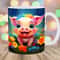 Colorful Neon Baby Pig Mug Wrap, 11oz And 15oz Mug Template, Mug Sublimation Design, Flower Mug Wrap Template, Instant Digital Download PNG.jpg