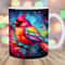 Colorful Neon Red Cardinal Bird Mug Wrap, 11oz & 15oz Mug Template, Mug Sublimation Design, Mug Wrap Template, Instant Digital Download PNG.jpg