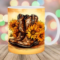 cowboy boots mug, 11oz and 15oz mug, mug design