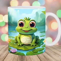 cute baby frog mug, 11oz 15oz mug, mug design