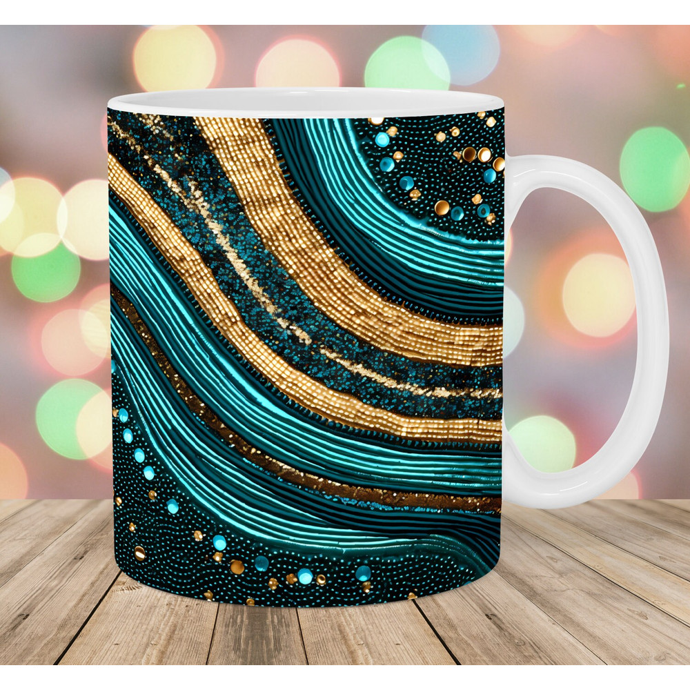 Green Gold Sequin Abstract Mug Wrap, 11oz And 15oz Mug Template, Mug Sublimation Design, Mug Wrap Template, Instant Digital Download PNG.jpg