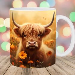highland cow mug, 11oz and 15oz mug, mug design