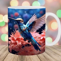 hummingbird flower mug, 11oz and 15oz mug, mug design