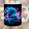 Neon Pink Butterflies Blue Roses Mug Wrap, 11oz & 15oz Mug Template, Mug Sublimation Design, Mug Wrap Template, Instant Digital Download PNG.jpg