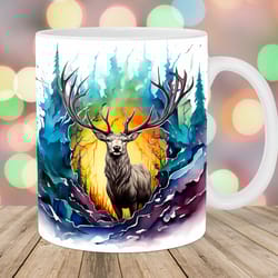 northern lights deer mug, 11oz 15oz mug, mug design