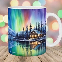 northern lights mug, 11oz 15oz mug, mug design