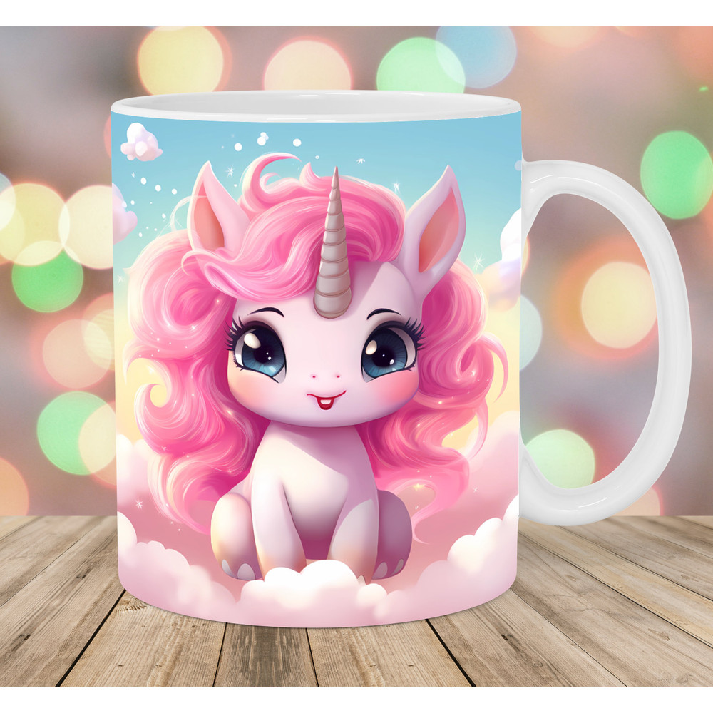 Pink Baby Unicorn Mug Wrap, 11oz And 15oz Mug Template, Mug Sublimation Design, Mug Wrap Template, Instant Digital Download PNG.jpg