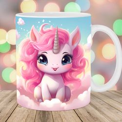 pink baby unicorn mug, 11oz and 15oz mug, mug design