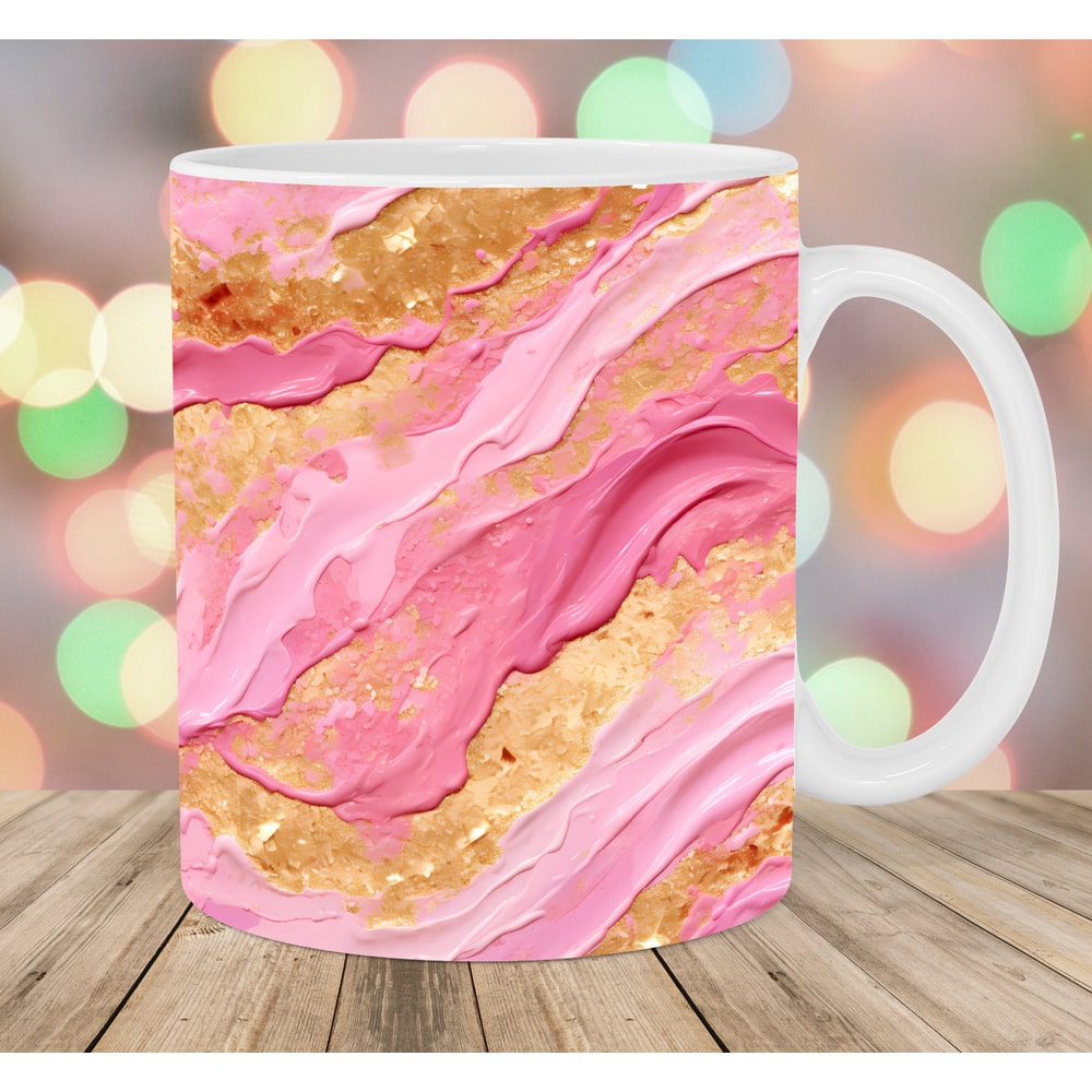 Pink Gold Glitter Mug Wrap, 11oz And 15oz Mug Template, Mug Sublimation Design, Painting Mug Wrap Template, Instant Digital Download PNG.jpg