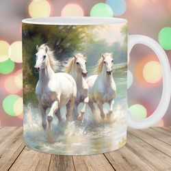 running horses mug, 11oz 15oz mug, mug design