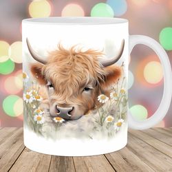 sleeping highland cow mug, 11oz and 15oz mug, mug design