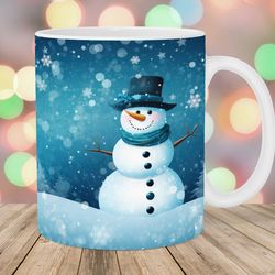 snowman mug, 11oz 15oz mug, snow design