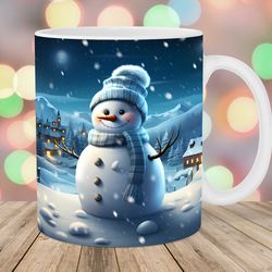 snowman mug, 11oz and 15oz mug, mug design
