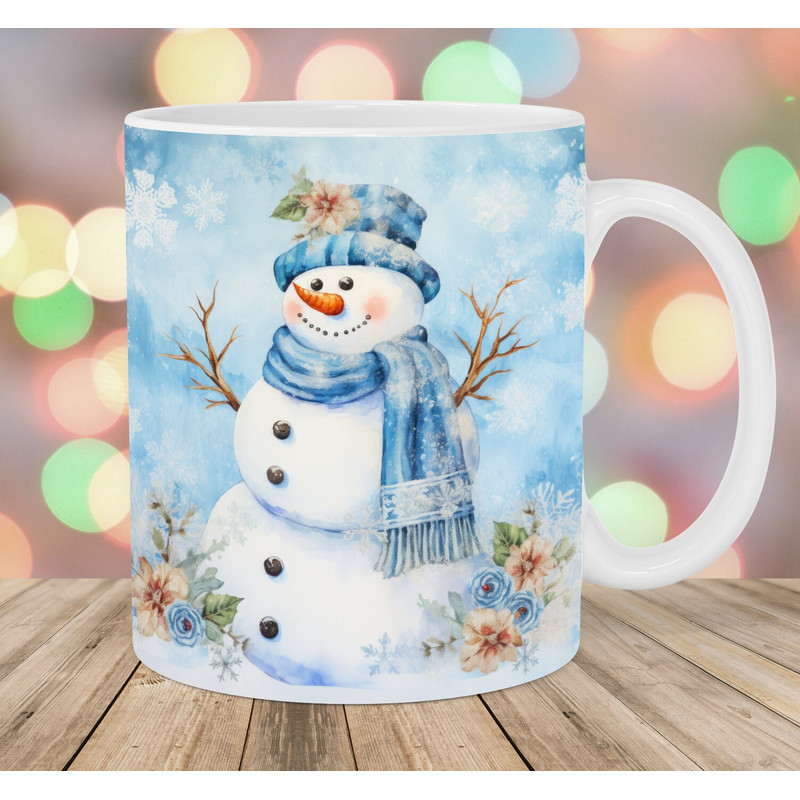 Snowman Mug Wrap, 11oz And 15oz Mug Template, Vintage Mug Sublimation Design, Christmas Mug Wrap Template, Instant Digital Download PNG.jpg