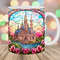 Stained Glass Castle Mug Wrap, 11oz And 15oz Mug Template, Mug Sublimation Design, Flowers Mug Wrap Template, Instant Digital Download PNG.jpg
