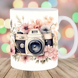 vintage photo camera mug, 11oz and 15oz mug, mug design