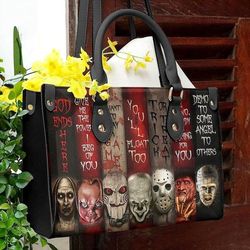 Amazing quotes horror Leather Bag Purses For Women,Halloween Bags and Purses,Horror Movie HandBag