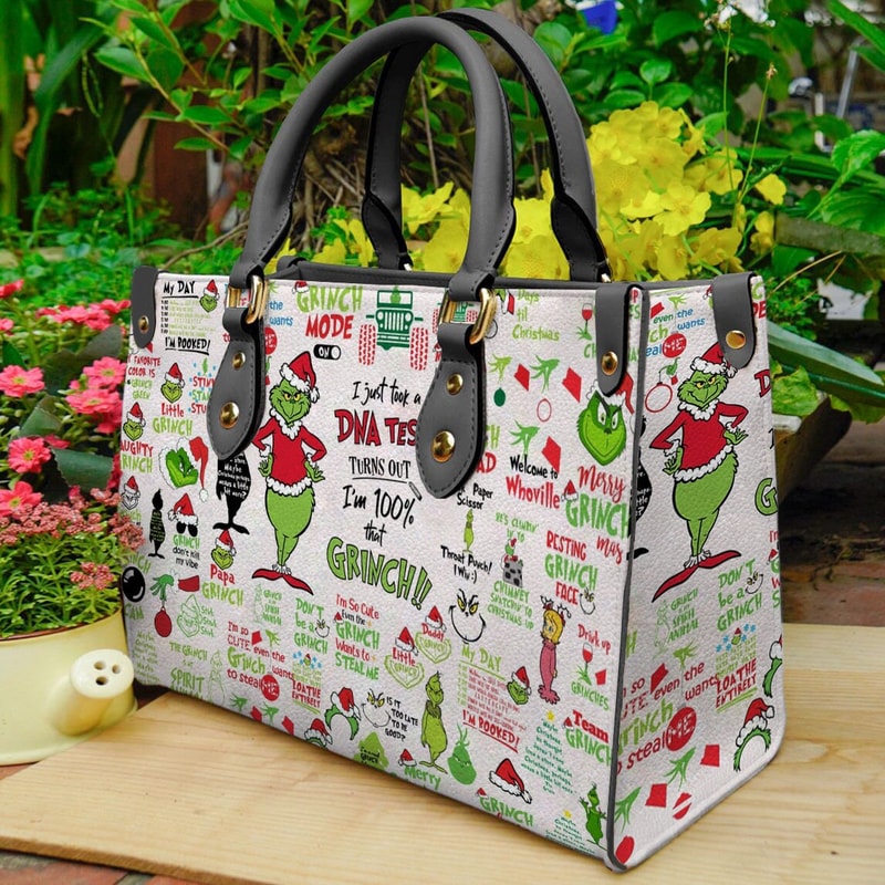 Grinch Christmas Leather Bag,The Grinch Leather Handbag,The Grinch Crossbody Bag,The Grinch Christmas Purse Wallet,Grinch Lover Gift-1.jpg