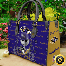 Baltimore Ravens NFL Jack Skellington Women Leather Bag